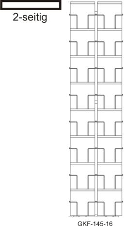 Kartenbodenständer, 145 mm Q, 32 Fächer Quadratformat, 2-reihig, 2-seitig, silber